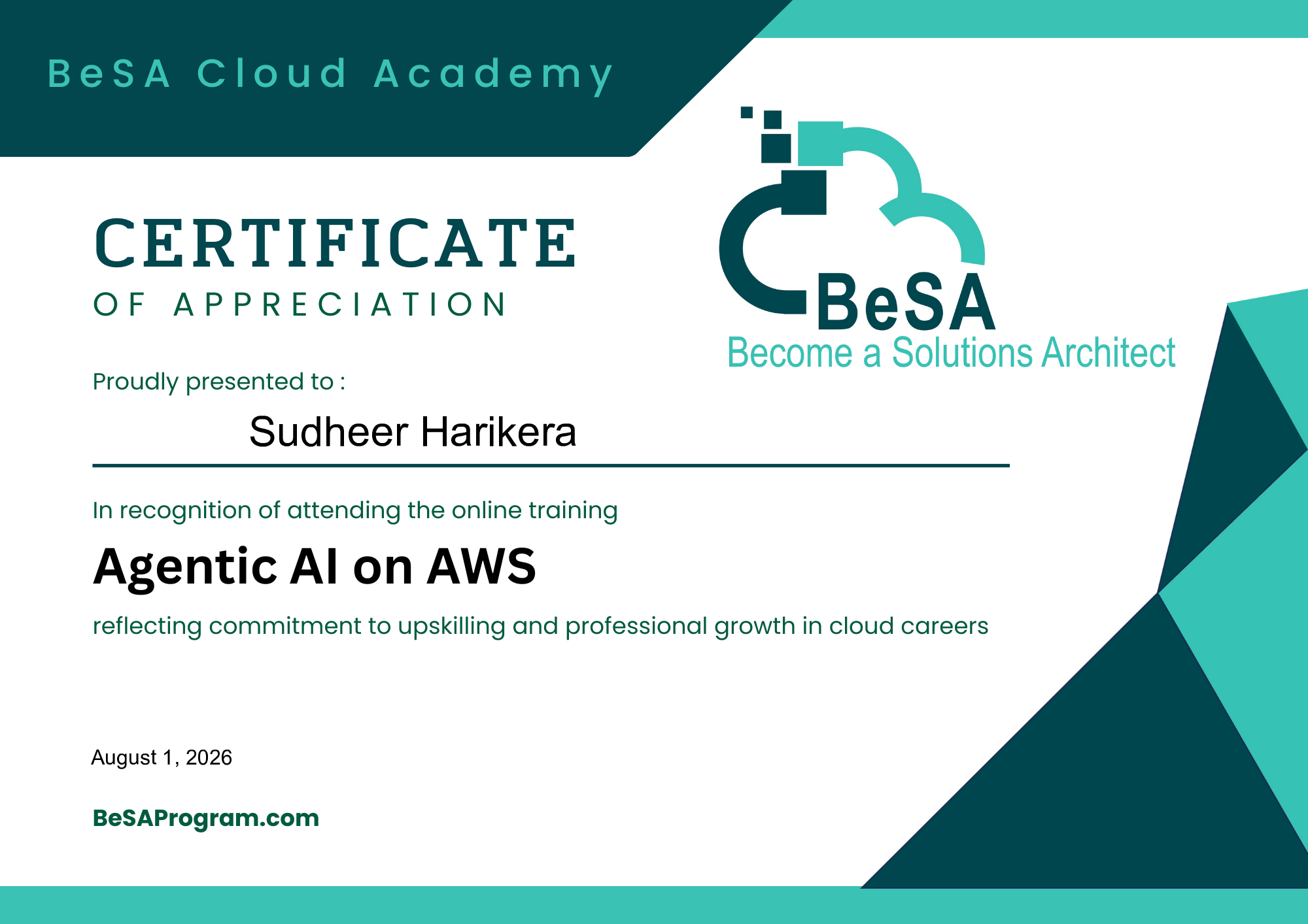 Sudheer Harikera -  Agentic AI on AWS