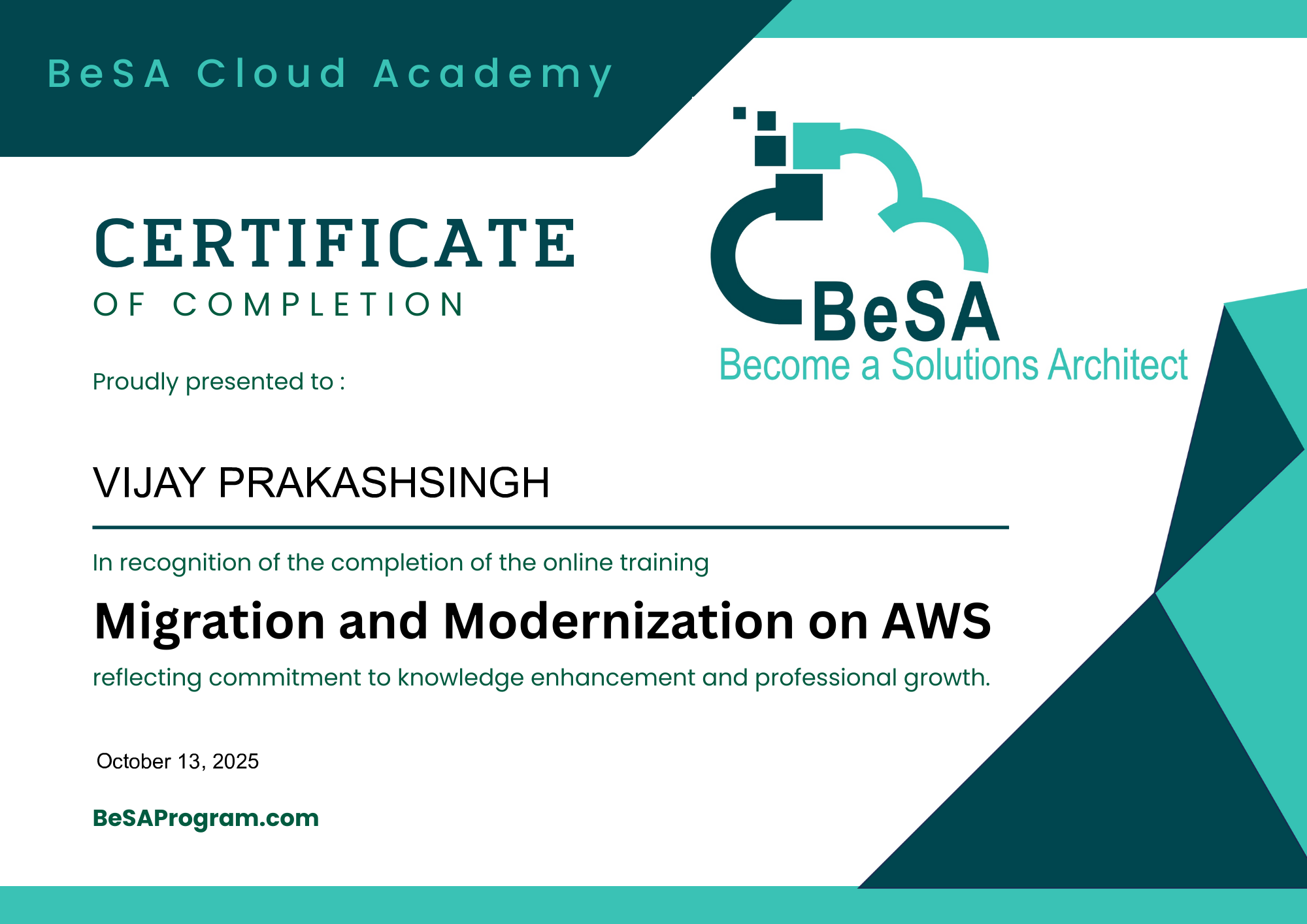 VIJAY PRAKASHSINGH - Migration and Modernization on AWS